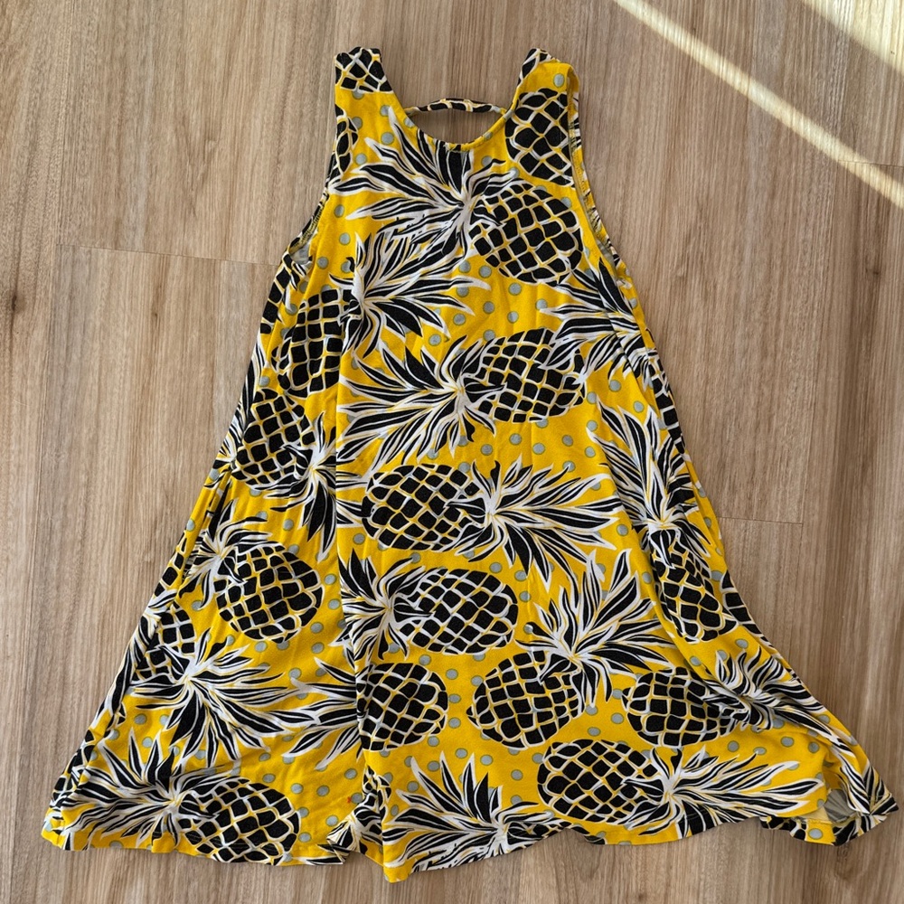 Fighting Eel Yellow Pineapple Print Kids Dress